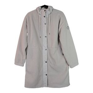 VUORI Sherpa Hooded Trench Jacket Women's Size Medium Dark Salt VW548 Oversized